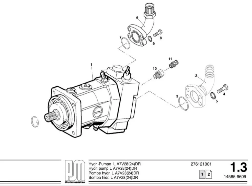 Nouveaux pompe hydraulique d'OEM Putzmeister 259028008 dans A7V28dr courant